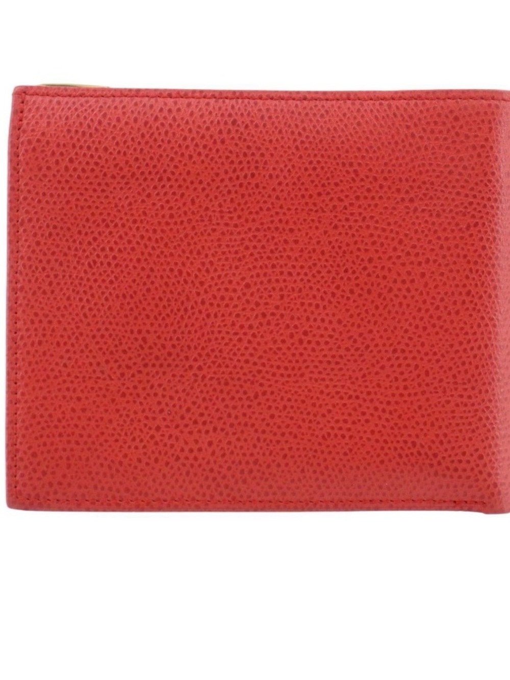 MCM Red Pebbled Leather Bifold Wallet with Gold Corner Accents - Picture 2 of 5